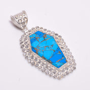 Natural Sky Blue Turquoise  Pendant Fine Gemstone Pendant 