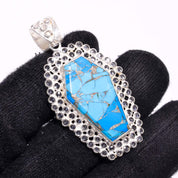 Natural Sky Blue Turquoise  Pendant Fine Gemstone Pendant 