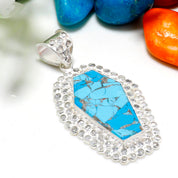 Natural Sky Blue Turquoise  Pendant Fine Gemstone Pendant 