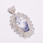 Natural White Dendrite Opal Pendant Fine Gemstone Pendant 