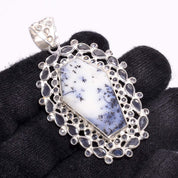 Natural White Dendrite Opal Pendant Fine Gemstone Pendant 