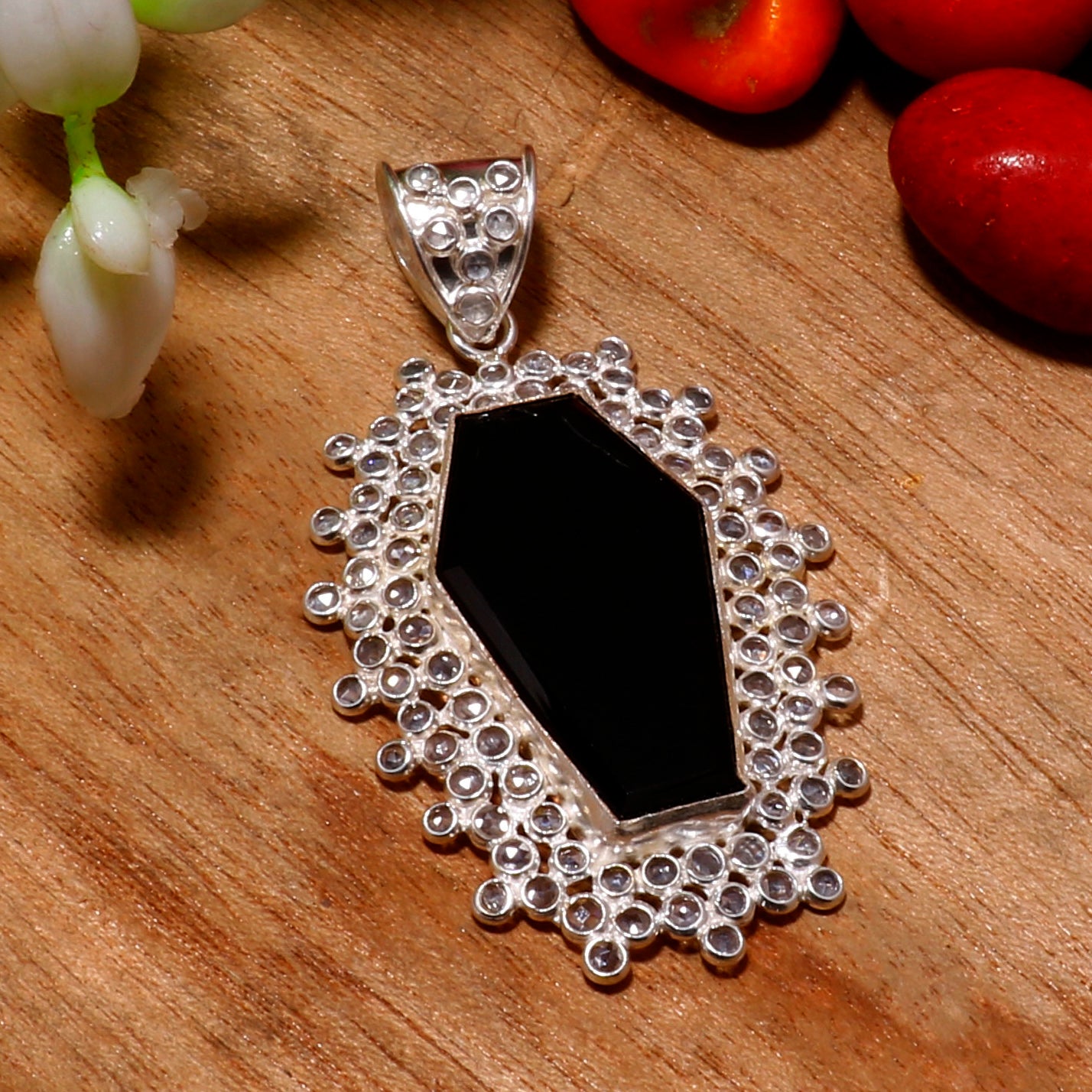 Natural Black Onyx Pendant Fine Gemstone Pendant 