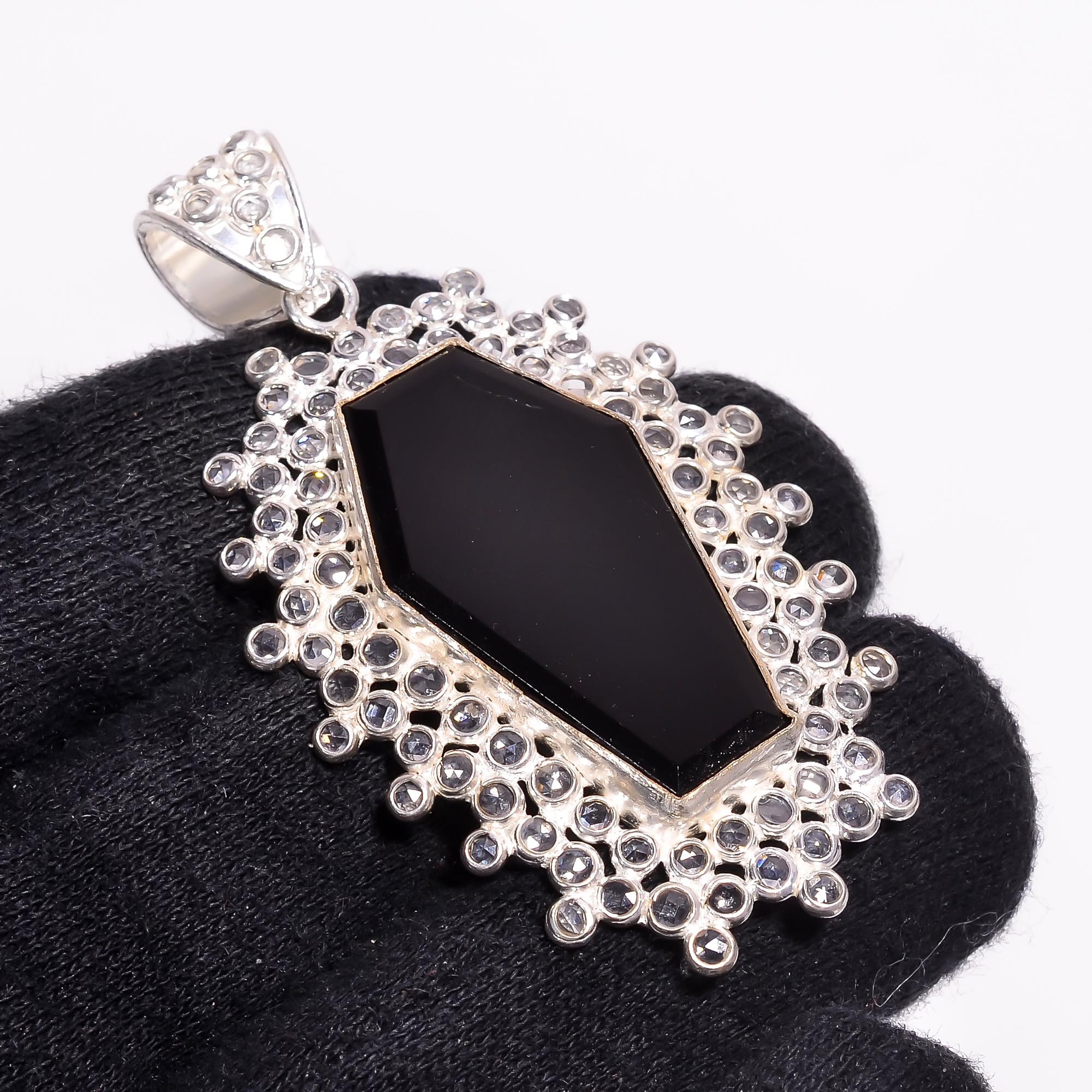 Natural Black Onyx Pendant Fine Gemstone Pendant 