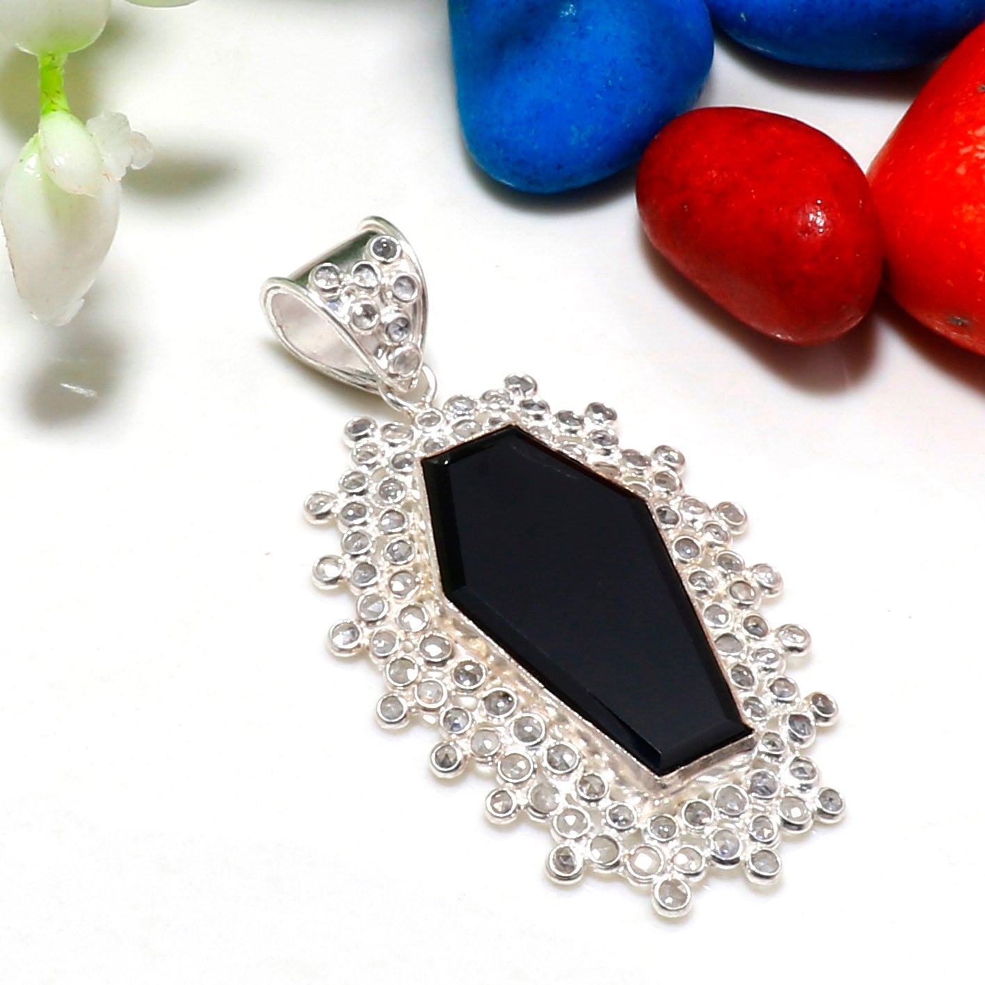 Natural Black Onyx Pendant Fine Gemstone Pendant 