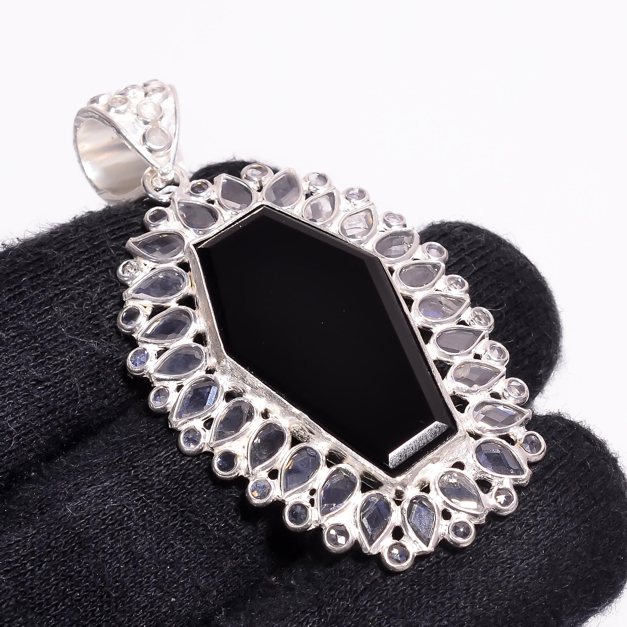 Natural Black Onyx Pendant Fine Gemstone Pendant 