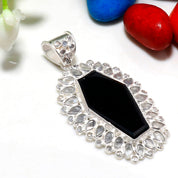 Natural Black Onyx Pendant Fine Gemstone Pendant 