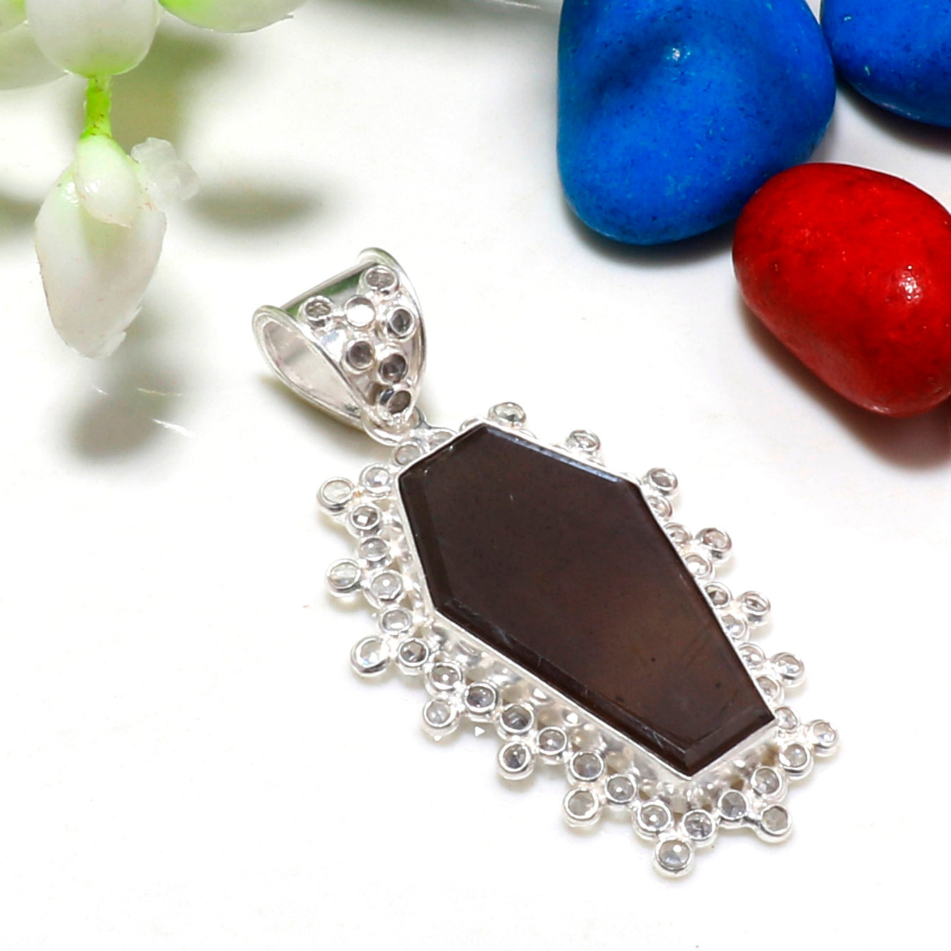 Natural Coffee Chocolate Moonstone Pendant Fine Gemstone Pendant 