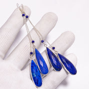 Natural Blue Lapis Lazuli Drop/Dangle Fine Gemstone Earrings 