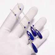 Natural Blue Lapis Lazuli Drop/Dangle Fine Gemstone Earrings 