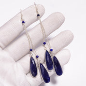 Natural Blue Sodalite Drop/Dangle Fine Gemstone Earrings 