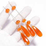 Natural Orange Carnelian Drop/Dangle Fine Gemstone Earrings 