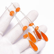 Natural Orange Carnelian Drop/Dangle Fine Gemstone Earrings 