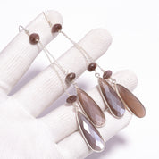 Natural Coffee Chocolate Moonstone Drop/Dangle Fine Gemstone Earrings 