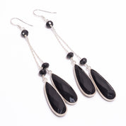 Natural Black Onyx Drop/Dangle Fine Gemstone Earrings 