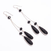 Natural Black Onyx Drop/Dangle Fine Gemstone Earrings 