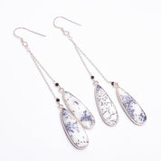 Natural White Dendrite Opal Drop/Dangle Fine Gemstone Earrings 