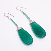 Natural Green Green Onyx Drop/Dangle Fine Gemstone Earrings 