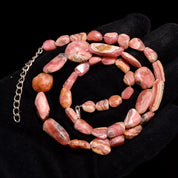 Natural Red Rhodochrosite Beaded Fine Gemstone Necklace 