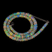 Natural White Ethiopian Opal Beaded Fine Gemstone Necklace 