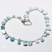 Natural Sky Blue Larimar Beaded Fine Gemstone Necklace 