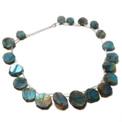 Natural Dark Gray Labradorite Beaded Fine Gemstone Necklace 