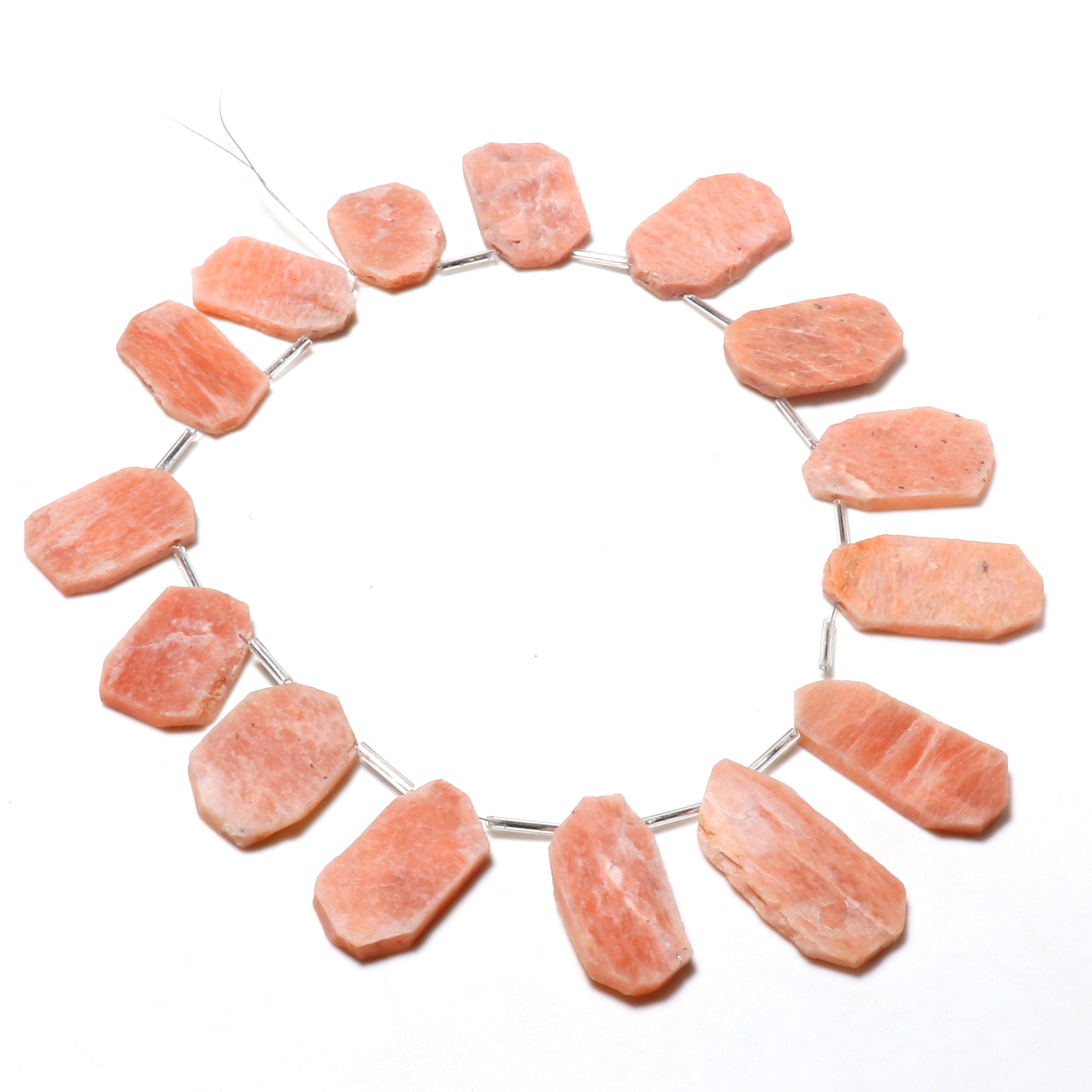 Natural Pink Moonstone Beaded Fine Gemstone Necklace 