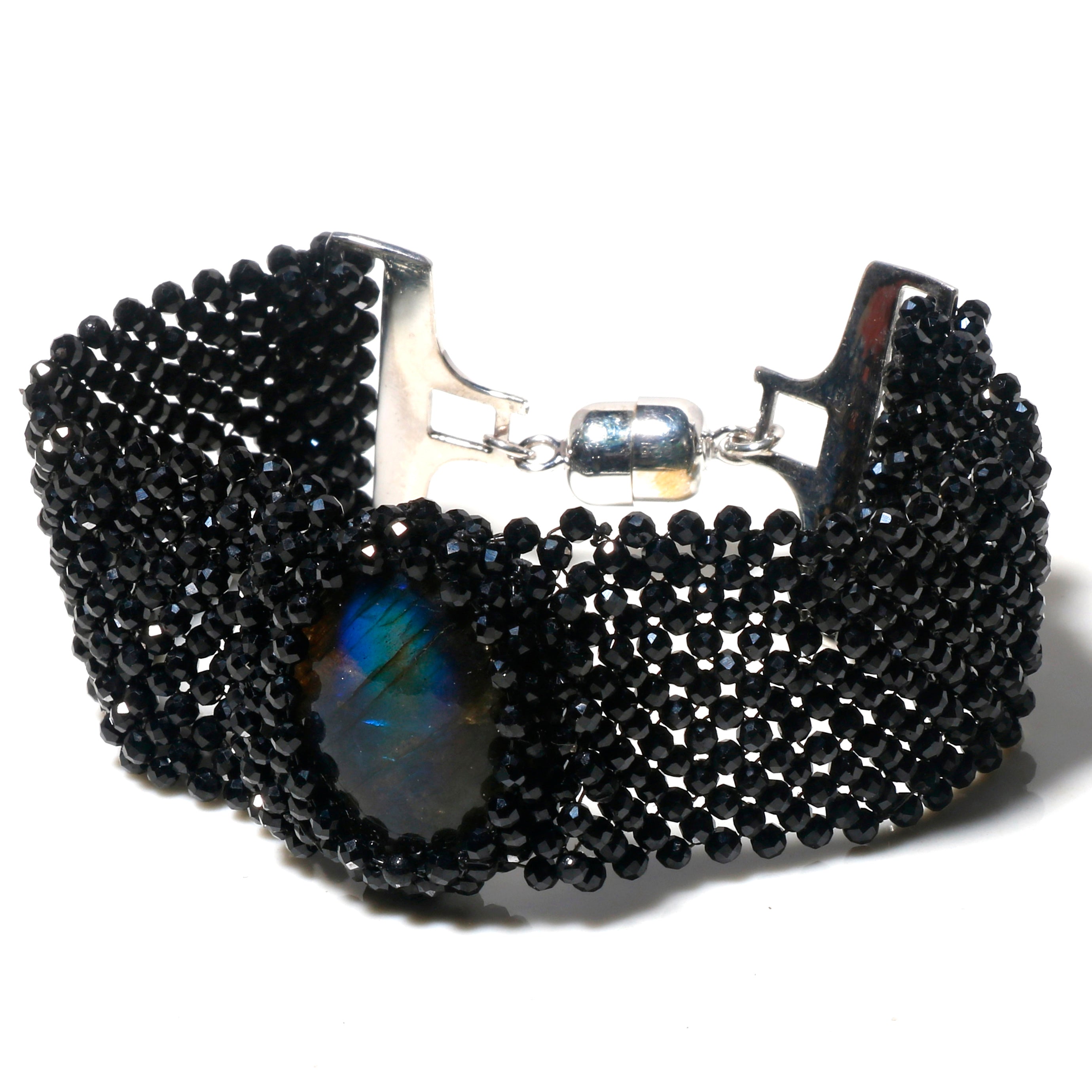 Natural Black Spinel Beaded Fine Gemstone Bracelet 