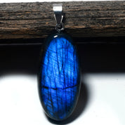 Natural Dark Gray Labradorite Pendant Fine Gemstone Pendant 