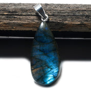 Natural Dark Gray Labradorite Pendant Fine Gemstone Pendant 