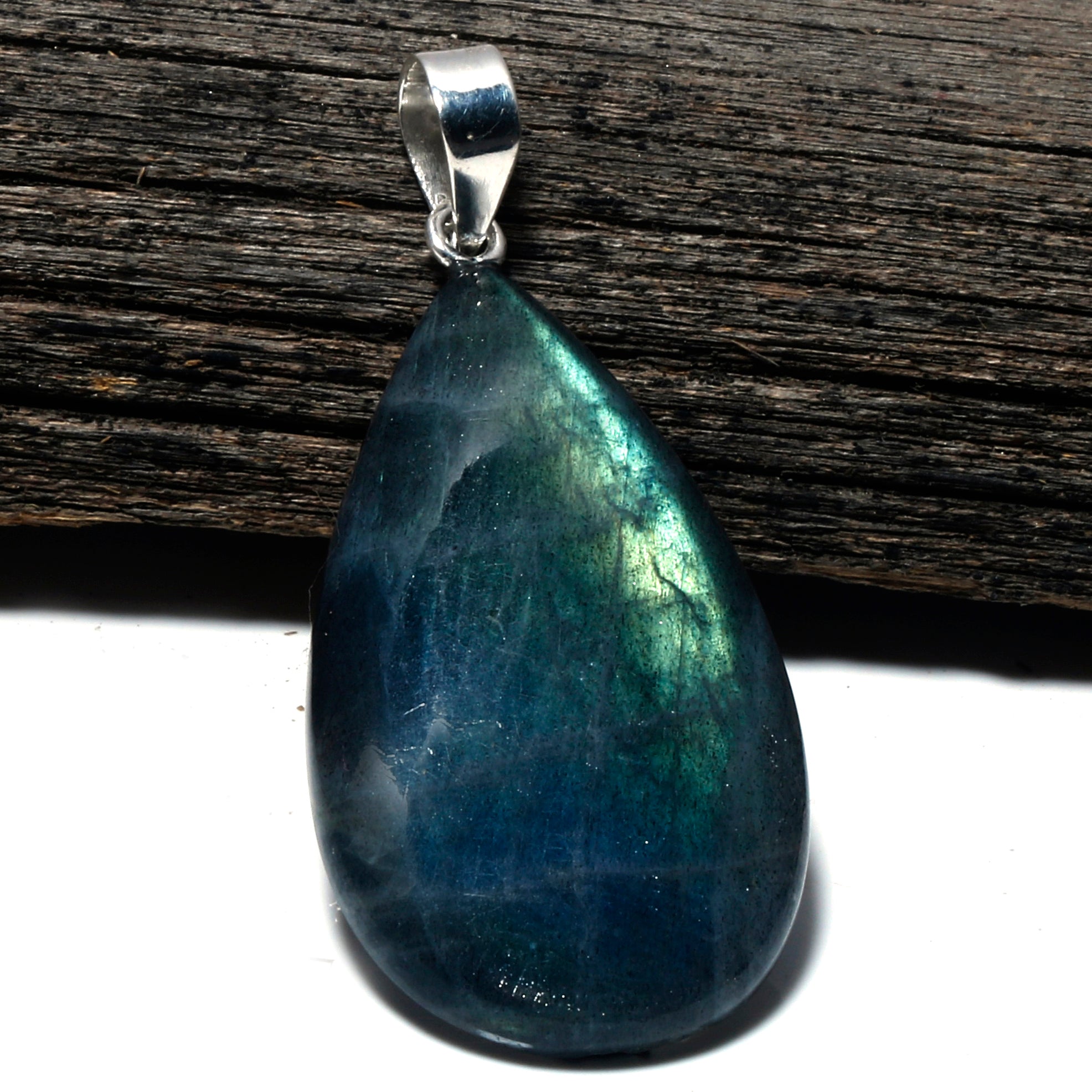 Natural Dark Gray Labradorite Pendant Fine Gemstone Pendant 