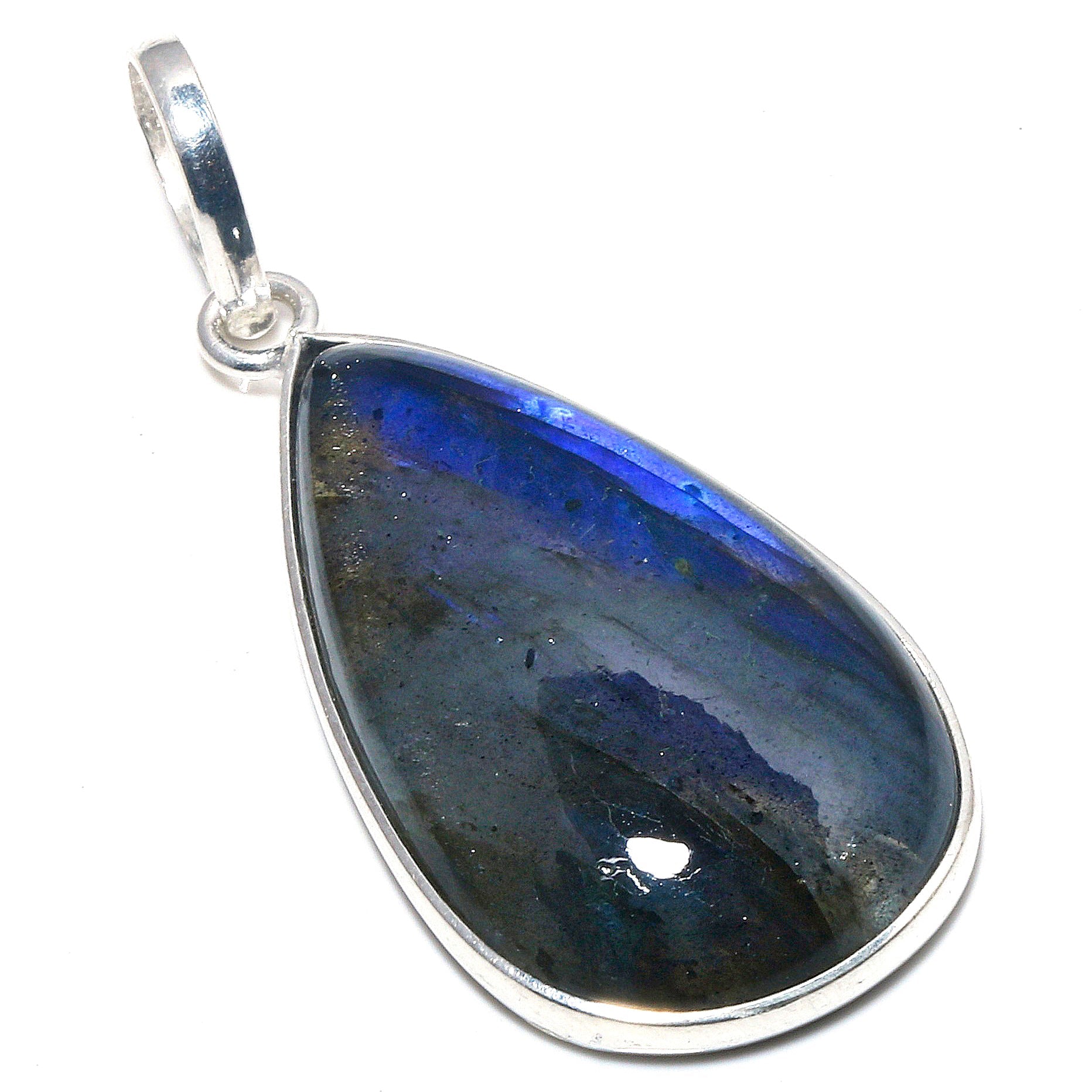 Natural Dark Gray Labradorite Pendant Fine Gemstone Pendant 