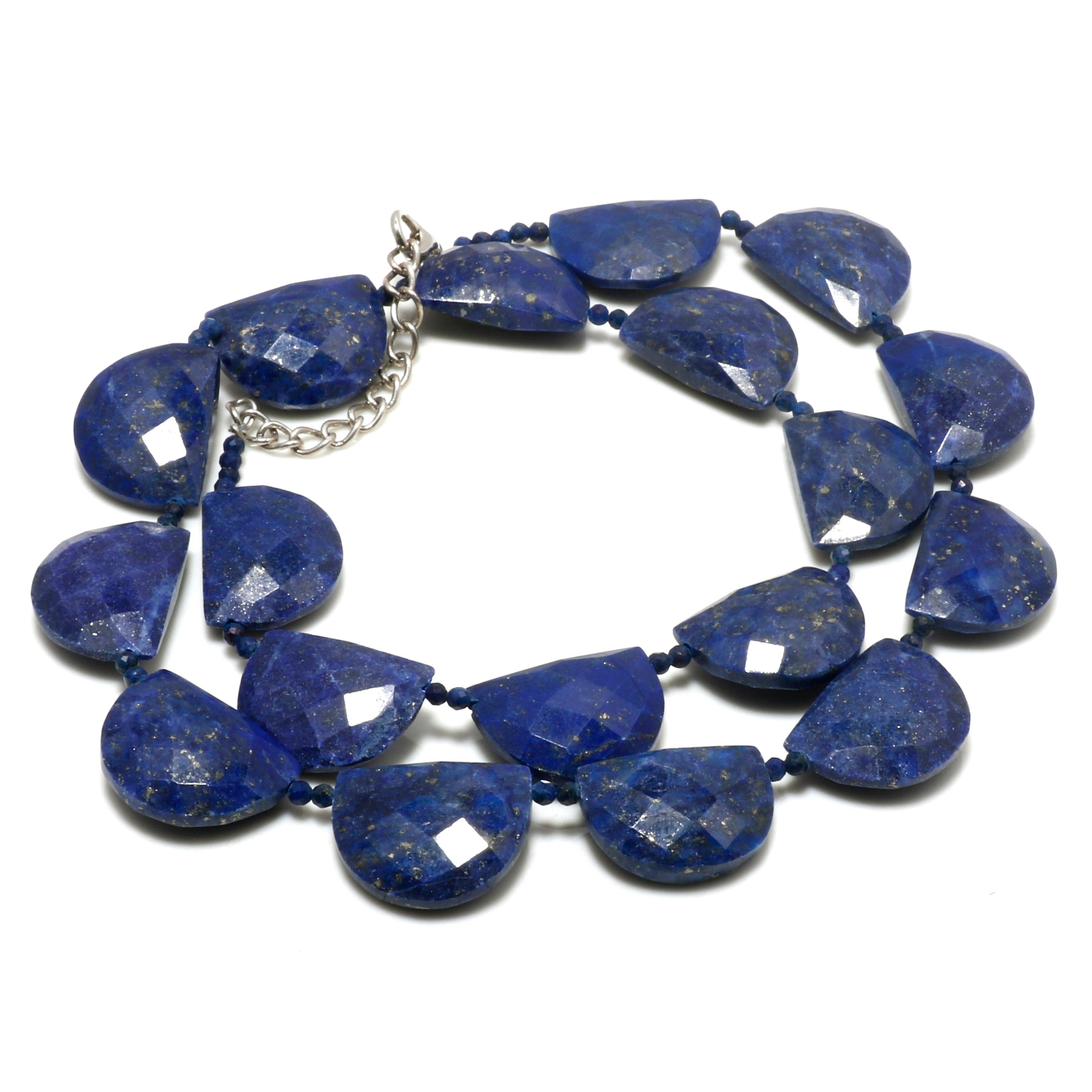 Natural Blue Lapis Lazuli Beaded Fine Gemstone Necklace 