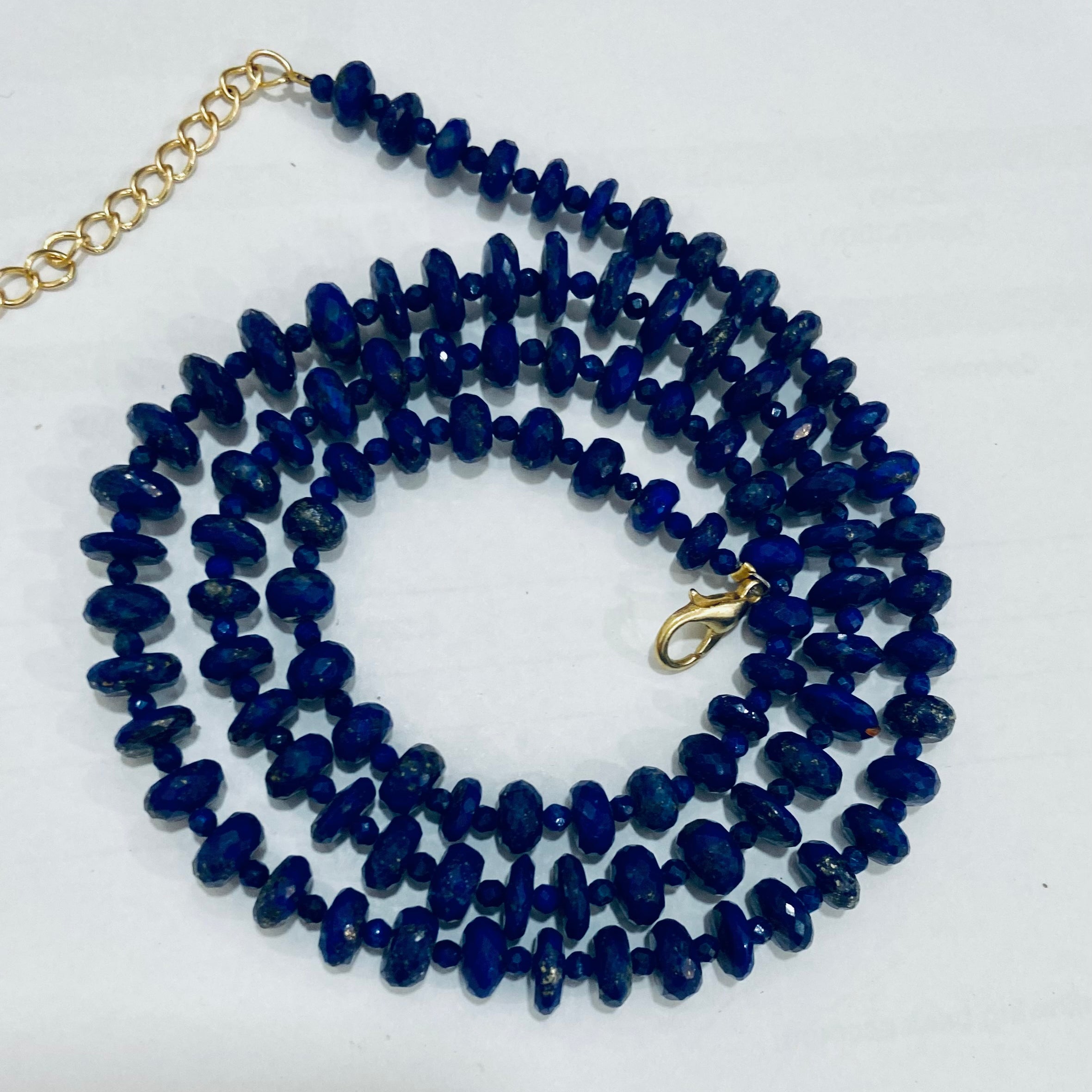 Natural Blue Lapis Lazuli Beaded Fine Gemstone Necklace 