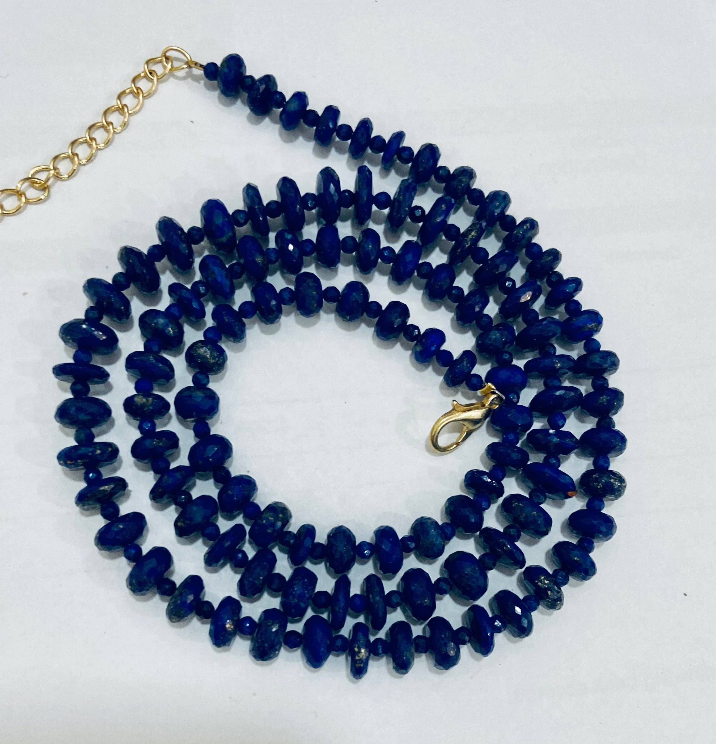 Natural Blue Lapis Lazuli Beaded Fine Gemstone Necklace 