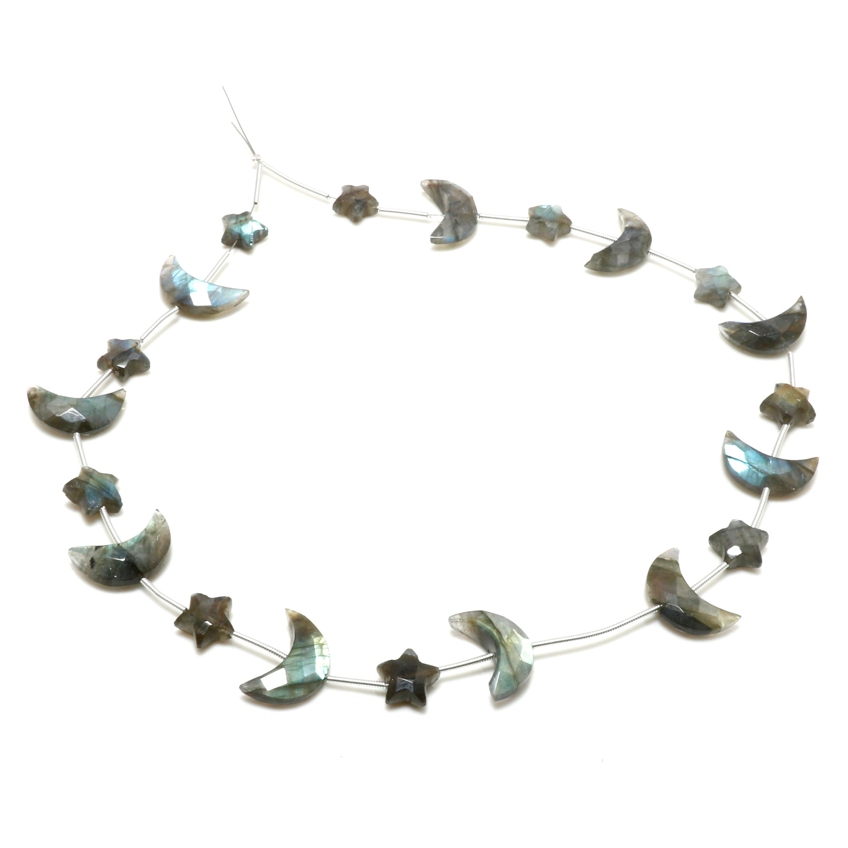 Natural Sky Blue Labradorite Beaded Fine Gemstone Necklace 