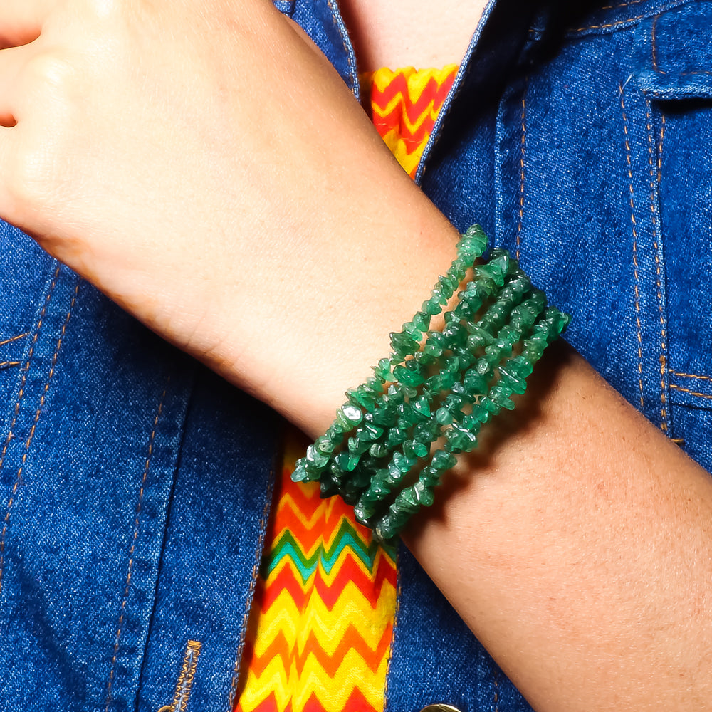 Natural Green Green Aventurine      Beaded Fine Gemstone Bracelet 