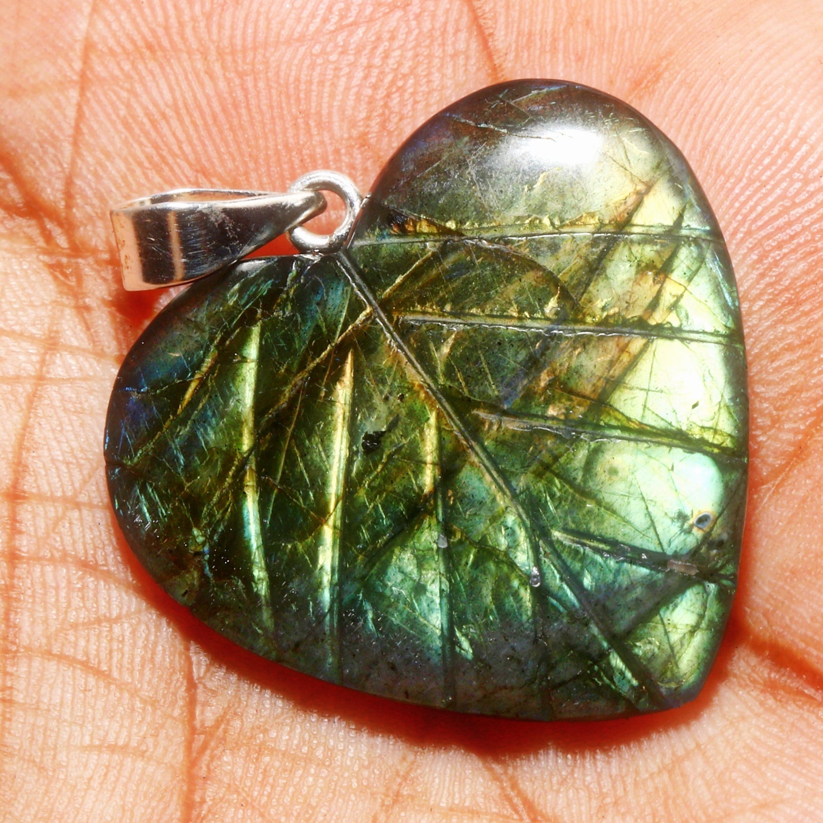 Natural Green Labradorite Pendant Fine Gemstone Pendant 