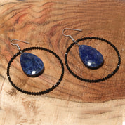 Natural Blue Lapis Lazuli Drop/Dangle Fine Gemstone Earrings 