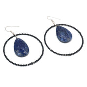 Natural Blue Lapis Lazuli Drop/Dangle Fine Gemstone Earrings 