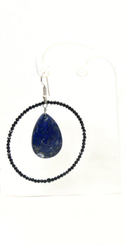 Natural Blue Lapis Lazuli Drop/Dangle Fine Gemstone Earrings 