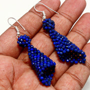 Natural Blue Lapis Lazuli Drop/Dangle Fine Gemstone Earrings 