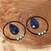 Natural Blue Lapis Lazuli Drop/Dangle Fine Gemstone Earrings 