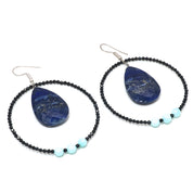 Natural Blue Lapis Lazuli Drop/Dangle Fine Gemstone Earrings 