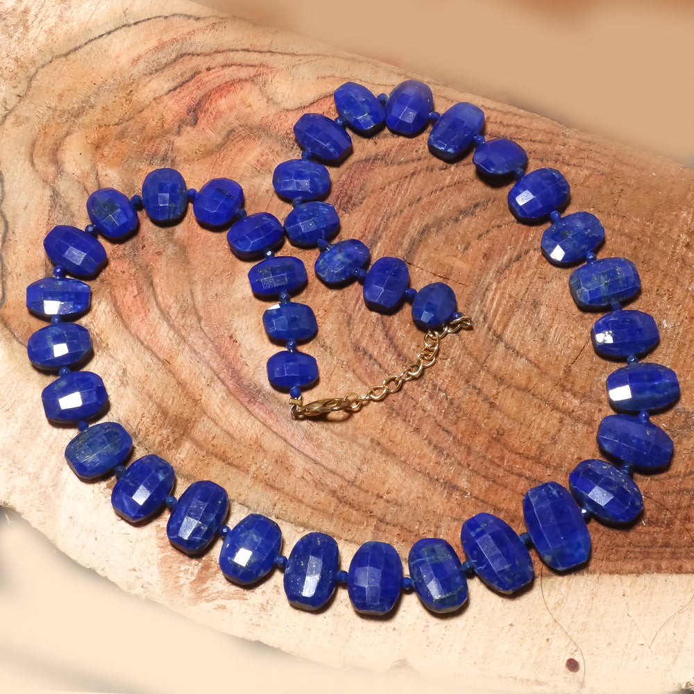 Natural Black Lapis Lazuli Beaded Fine Gemstone Necklace 