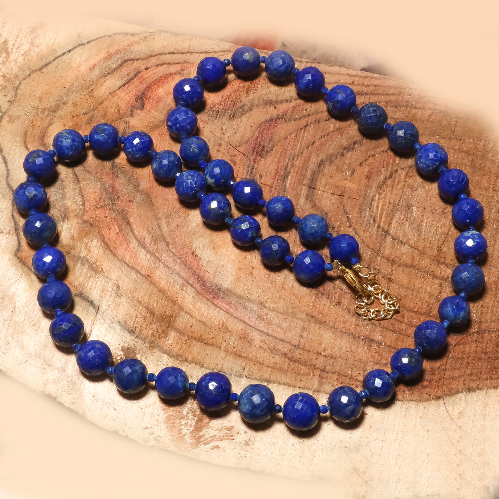 Natural Black Lapis Lazuli Beaded Fine Gemstone Necklace 