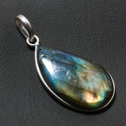 Natural Dark Gray Labradorite Pendant Fine Gemstone Pendant 