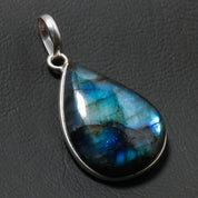 Natural Dark Gray Labradorite Pendant Fine Gemstone Pendant 