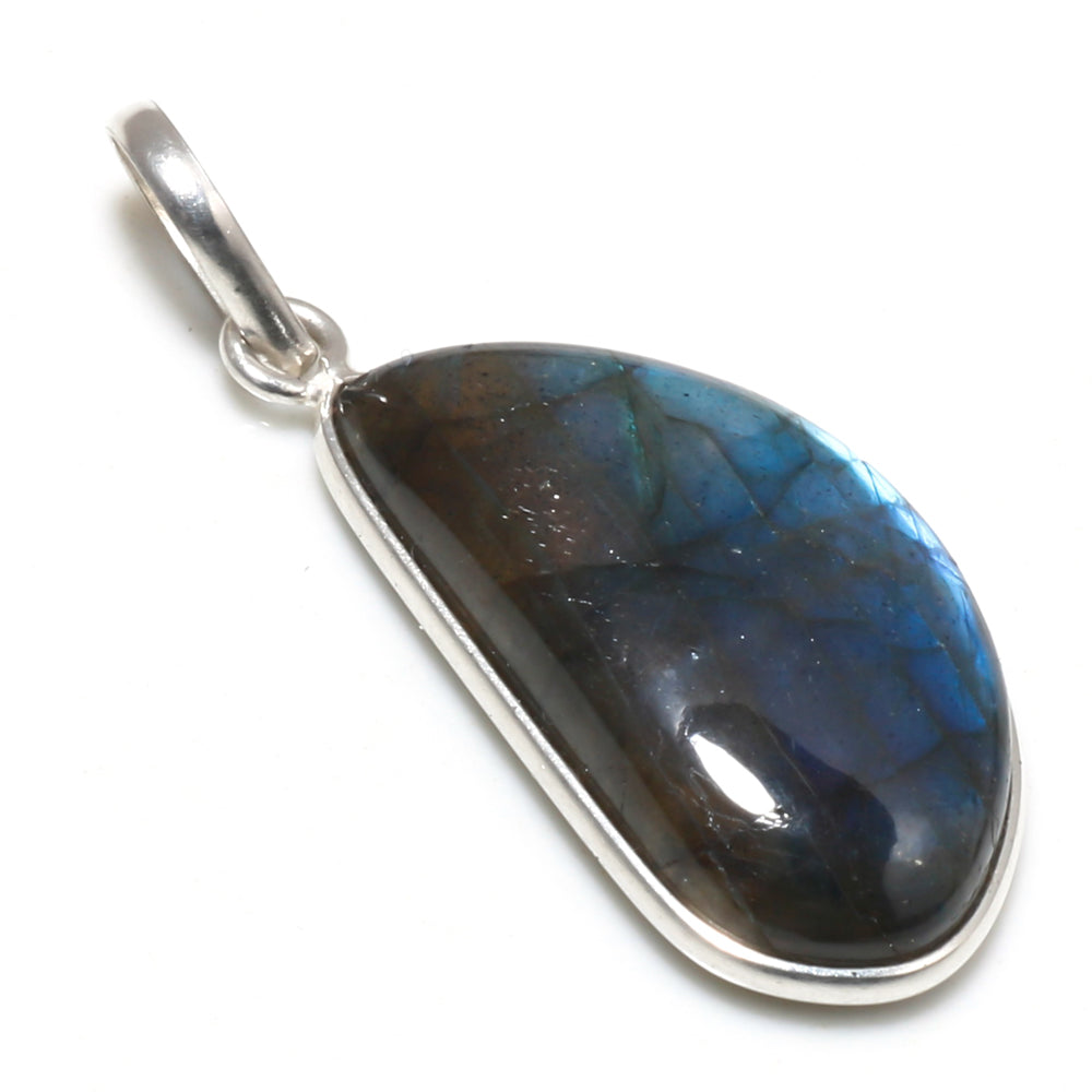 Natural Dark Gray Labradorite Pendant Fine Gemstone Pendant 