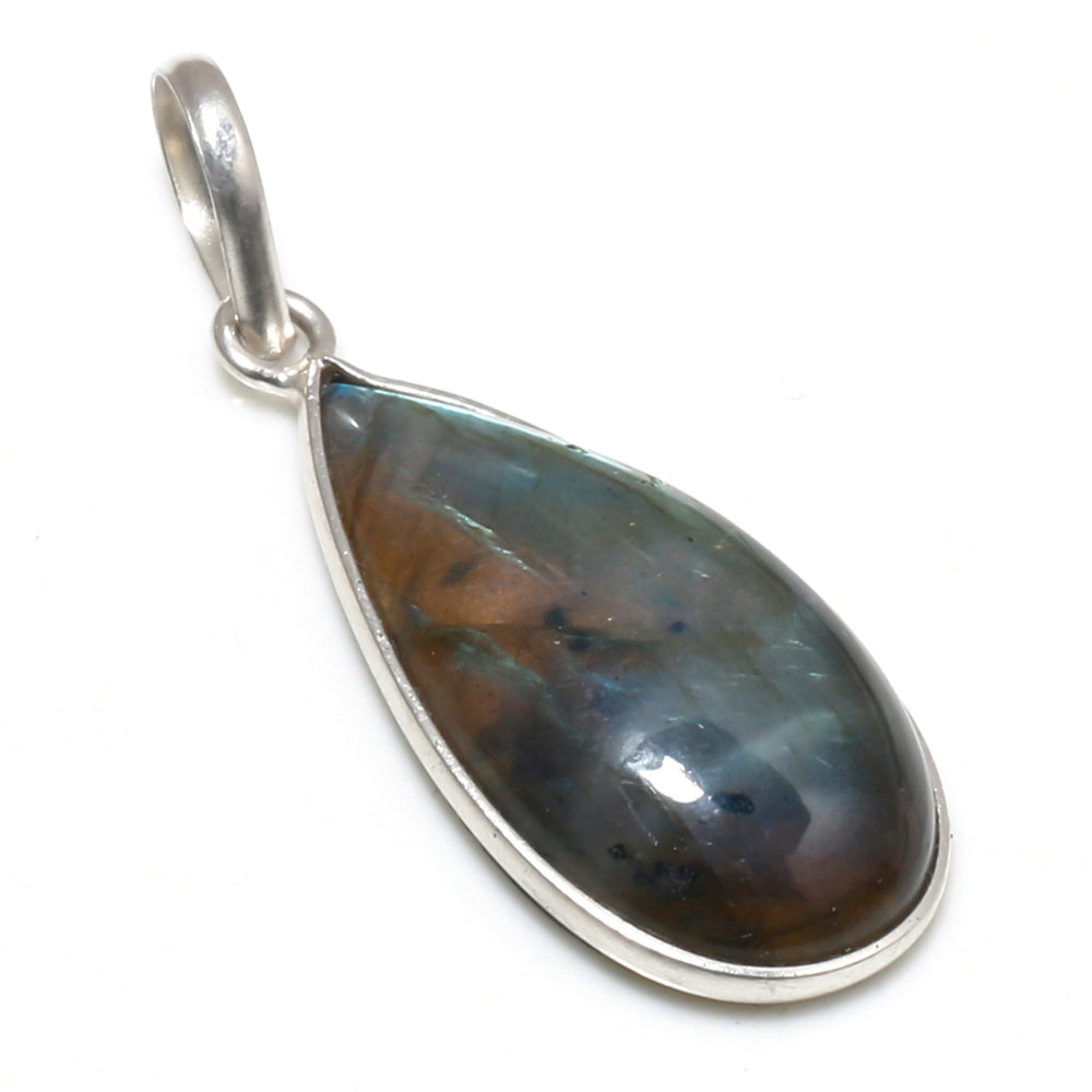 Natural Dark Gray Labradorite Pendant Fine Gemstone Pendant 