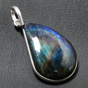 Natural Dark Gray Labradorite Pendant Fine Gemstone Pendant 